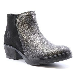 Fly London Leather Boot Cled Antique Silver Black 36